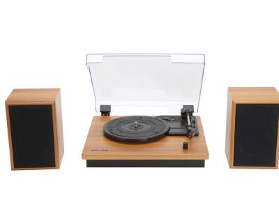 Platine vinyle Bolaris Bluetooth 10 W avec enceintes déportées - Modèle Phoenix - Coloris Hêtre