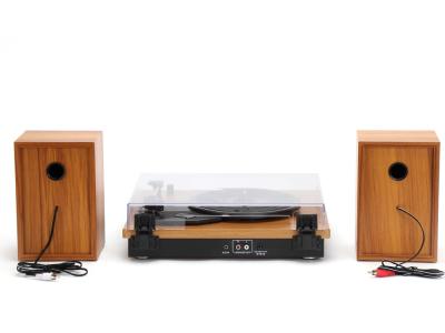 Platine vinyle Bolaris Bluetooth 10 W avec enceintes déportées - Modèle Phoenix - Coloris Hêtre